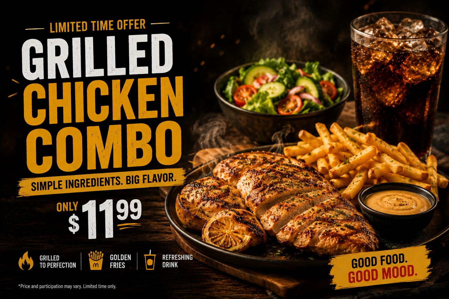 Grilled chicken combo promo screen