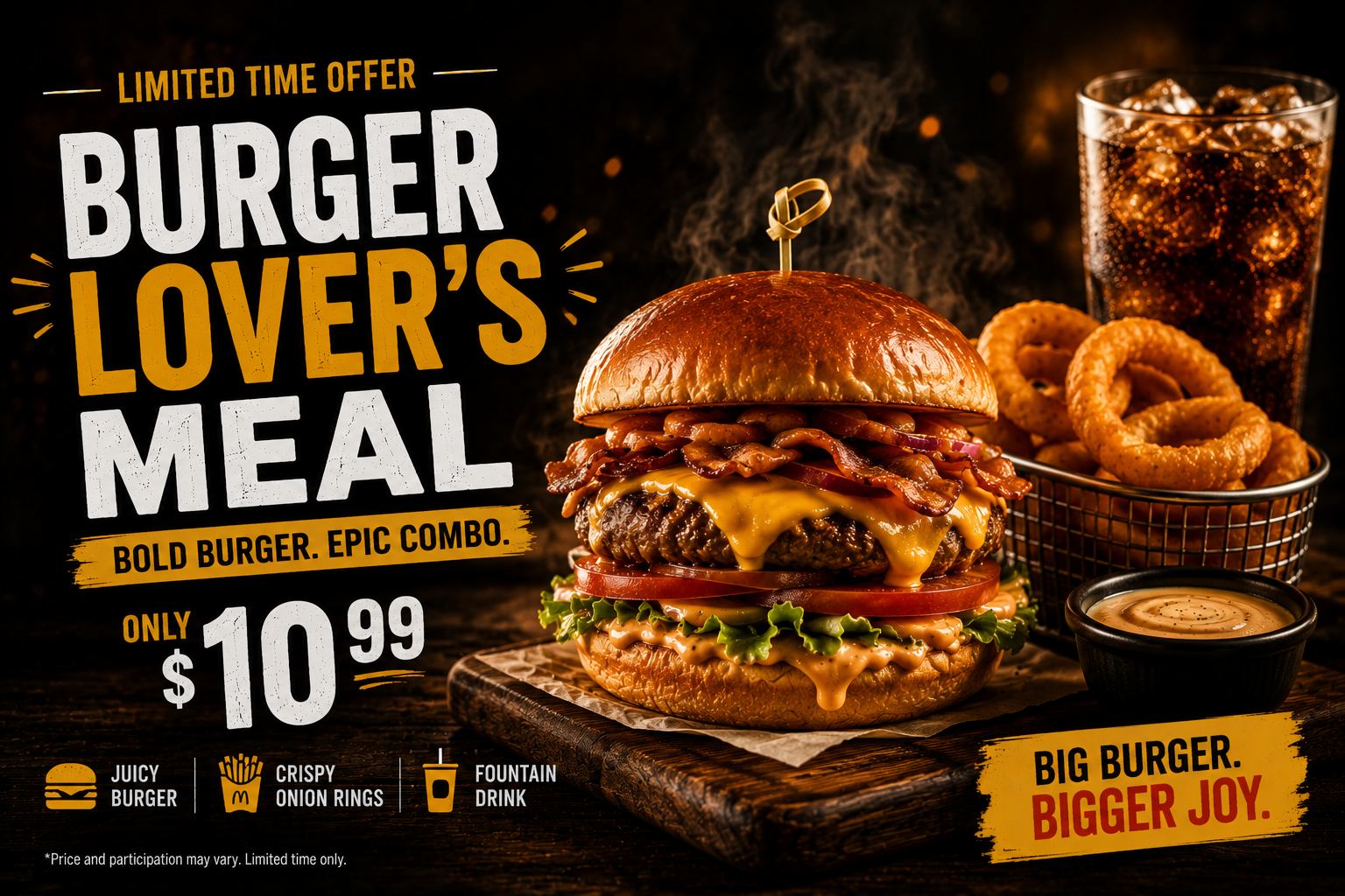Burger lover's meal promo screen